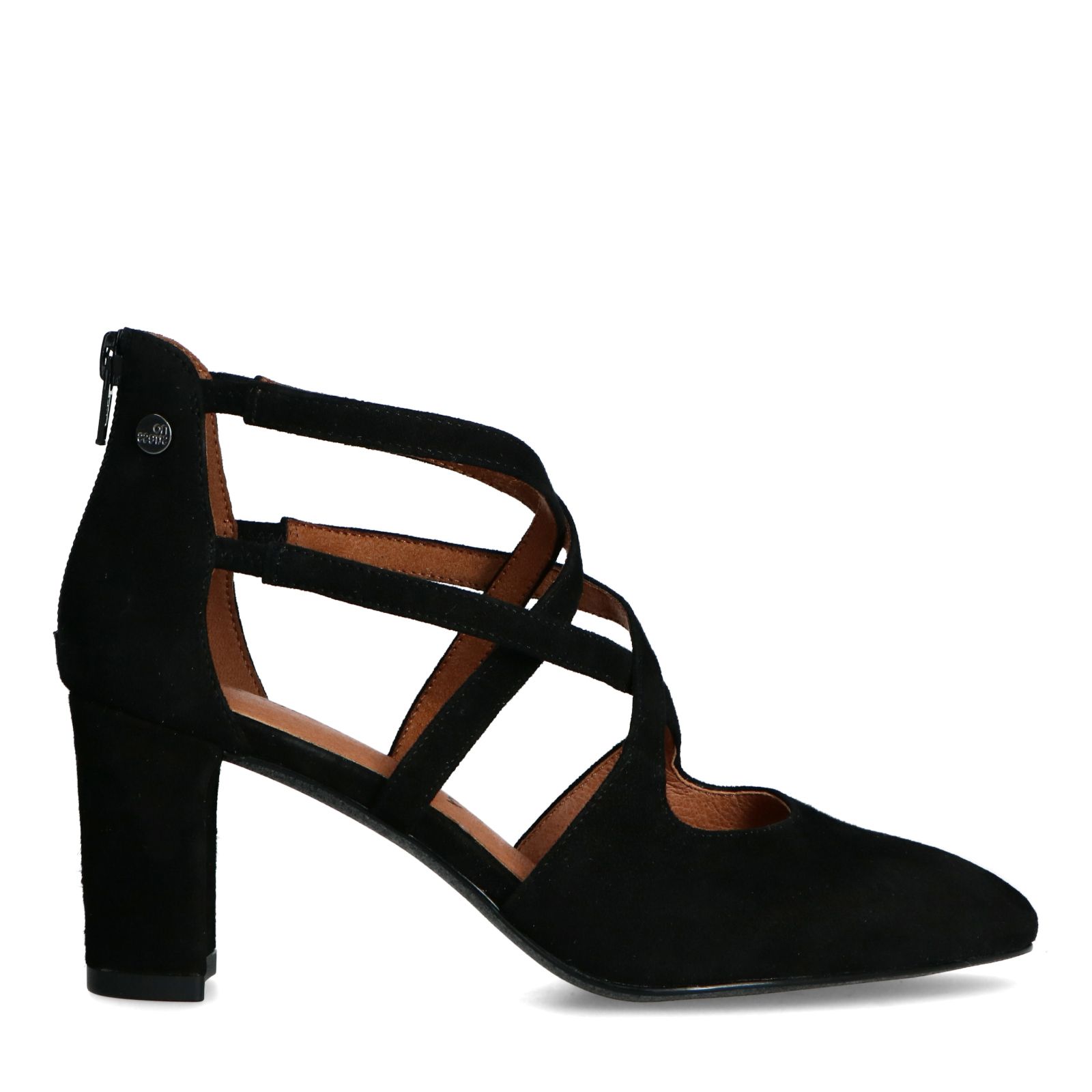 Zwarte suède pumps met bandje - Dames | MANFIELD