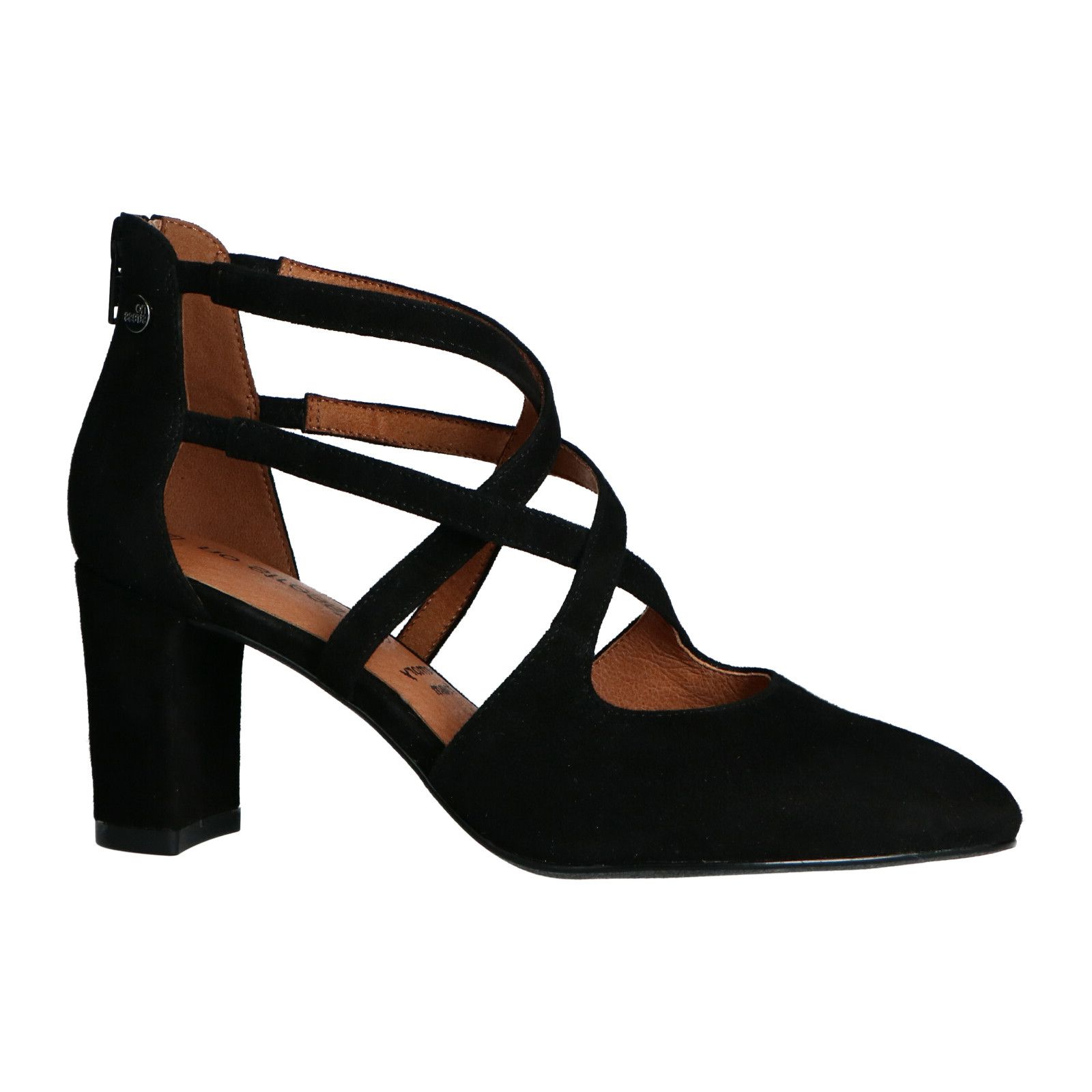 Zwarte suède pumps met ritssluiting - Dames | MANFIELD