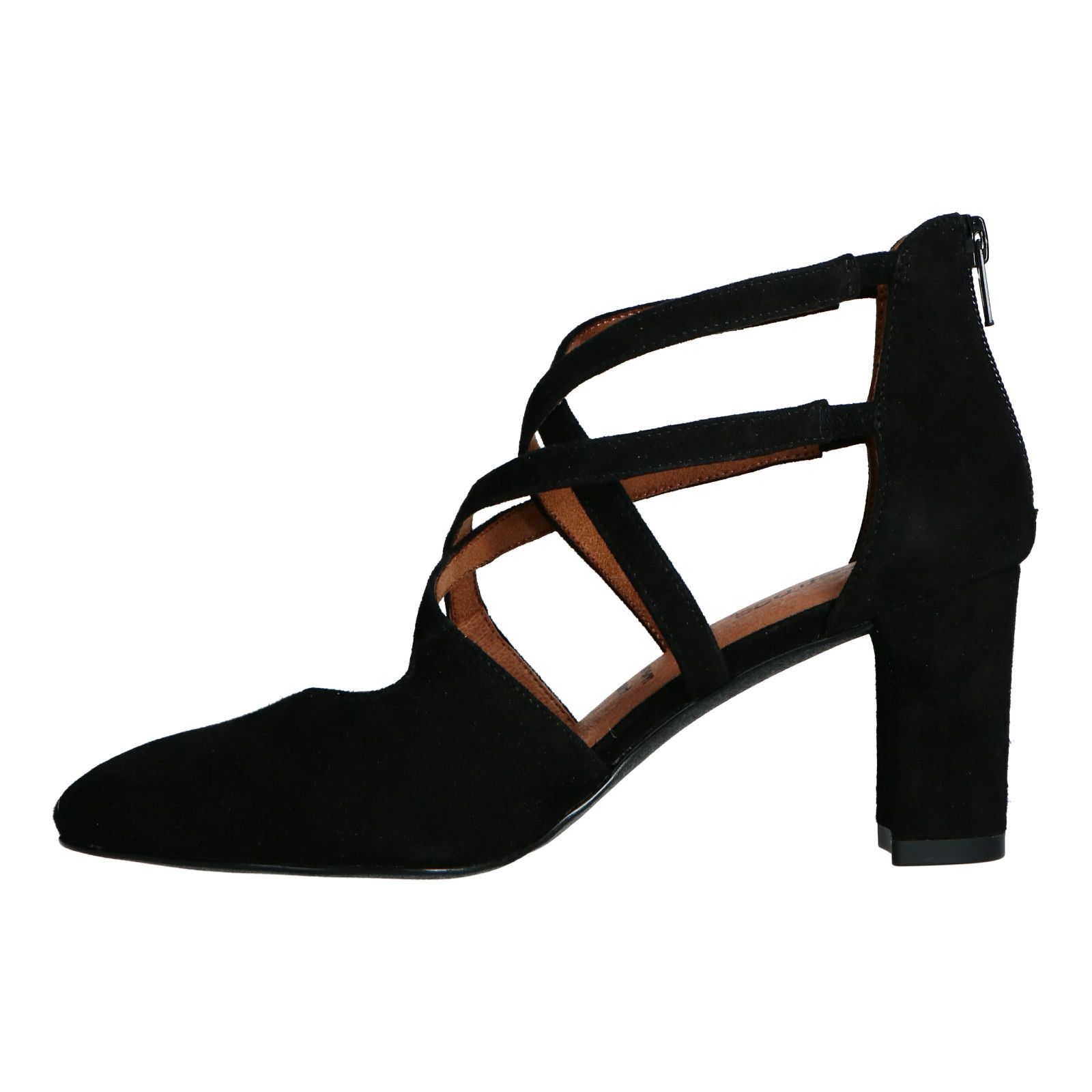 Zwarte suède pumps met ritssluiting - Dames | MANFIELD