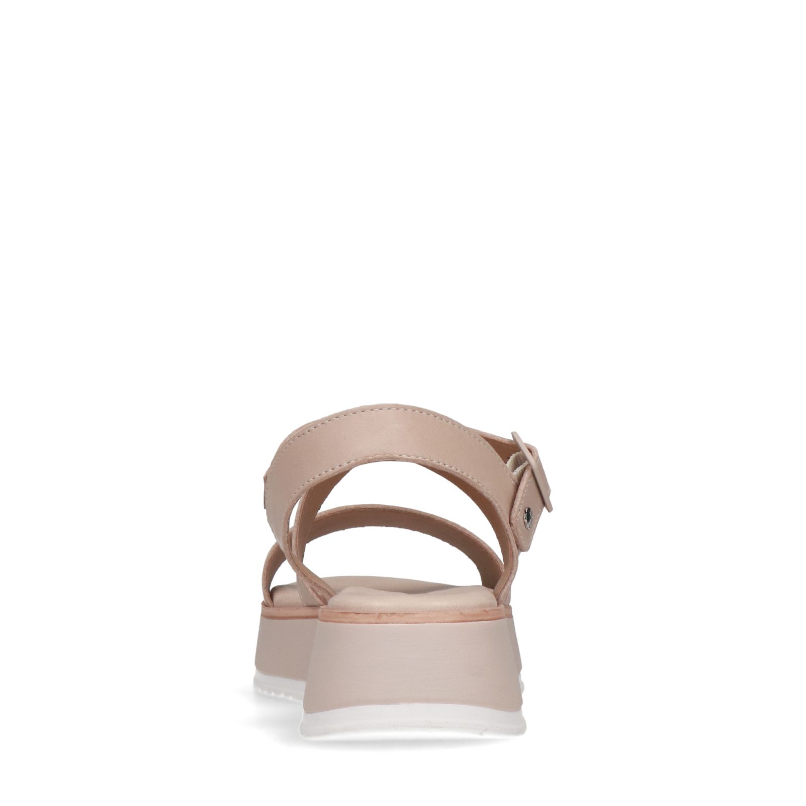Beige leren sandalen met hoge zool - Dames | MANFIELD