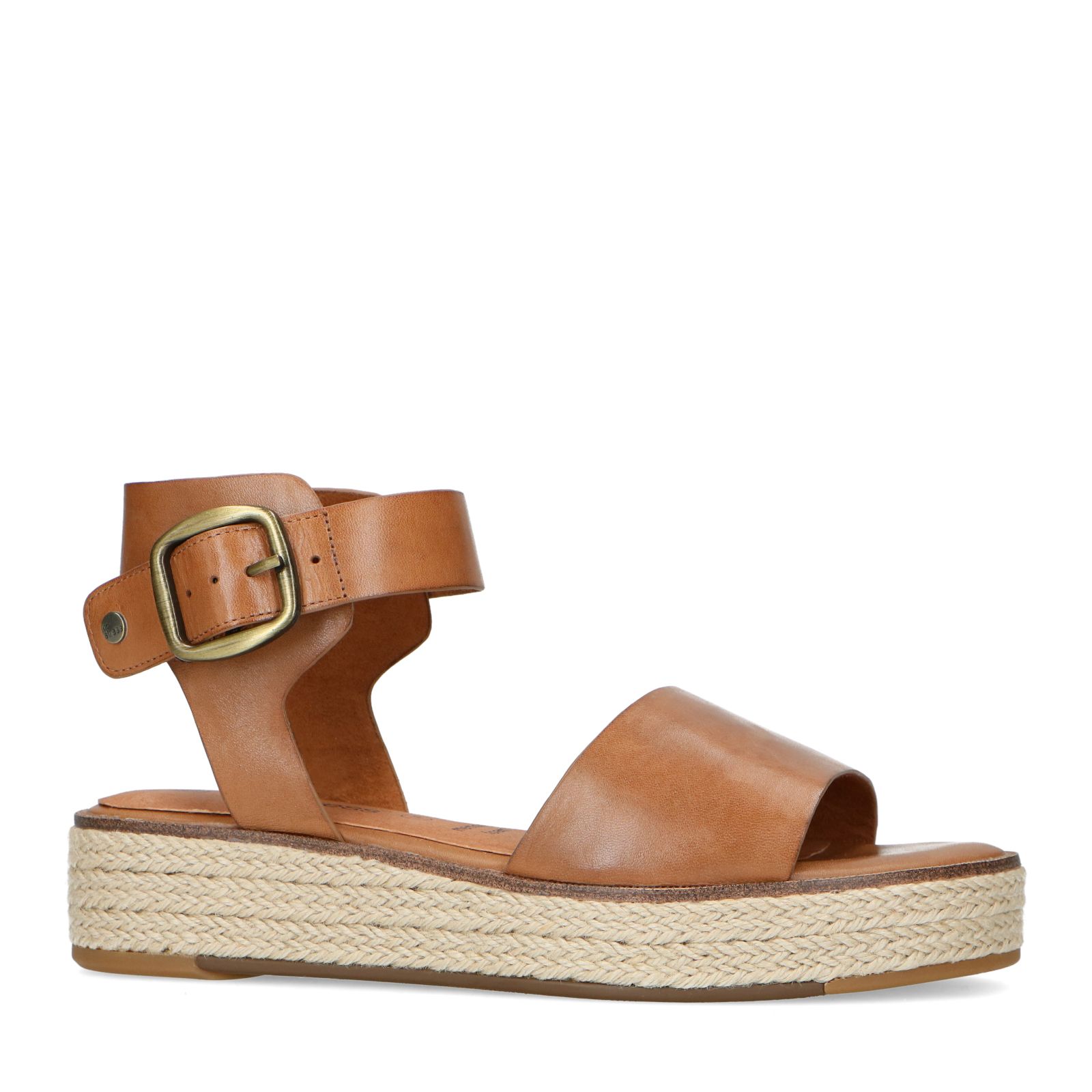 Cognac leren sandalen - Dames | MANFIELD