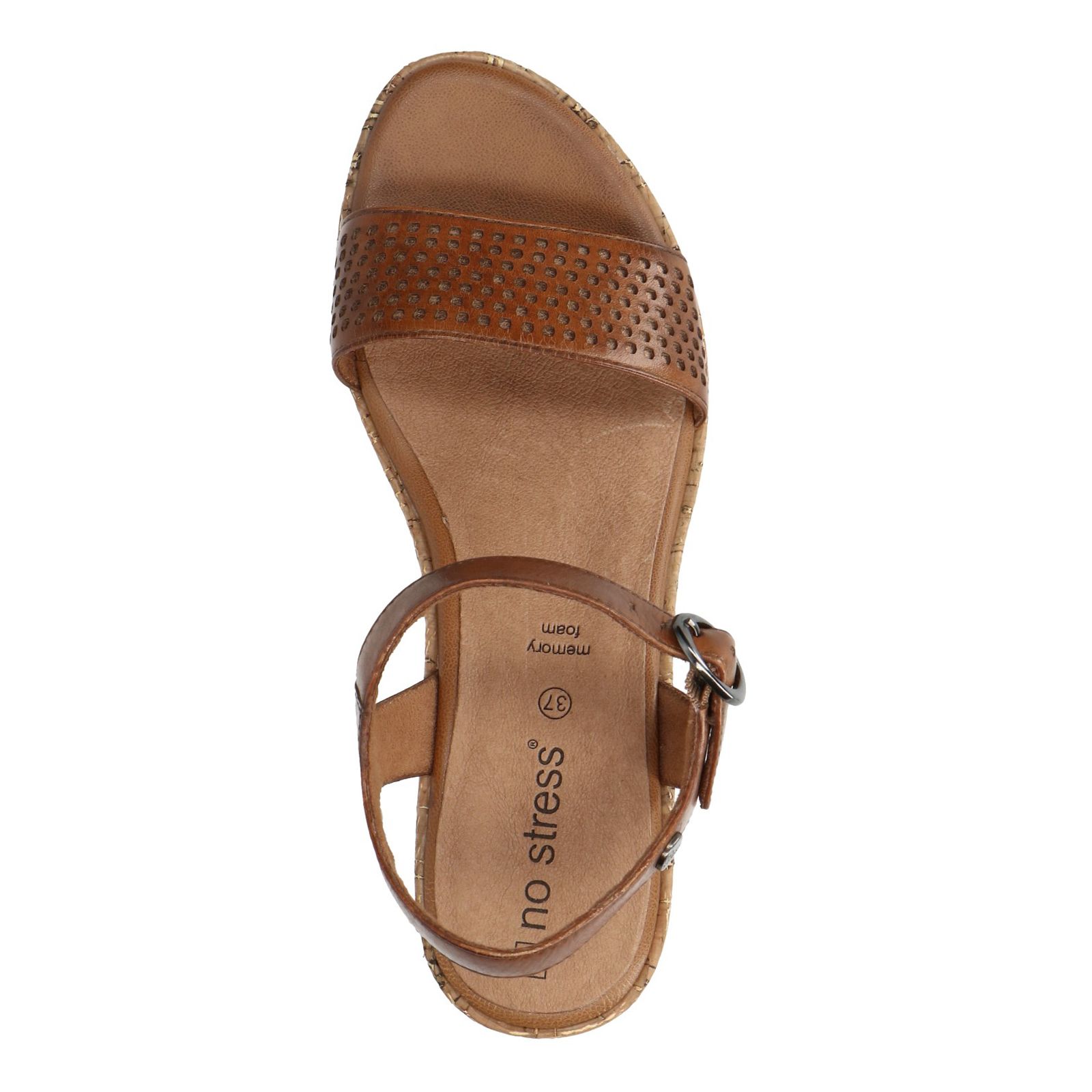 Cognac sandalen met kurk hak - Dames | MANFIELD