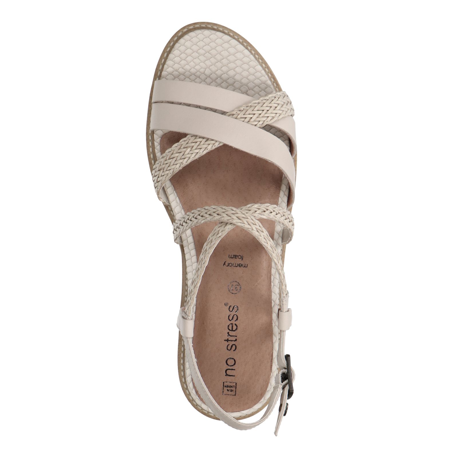 noedels Aangepaste insect Off white leren sandalen met gevlochten bandjes - Dames | MANFIELD