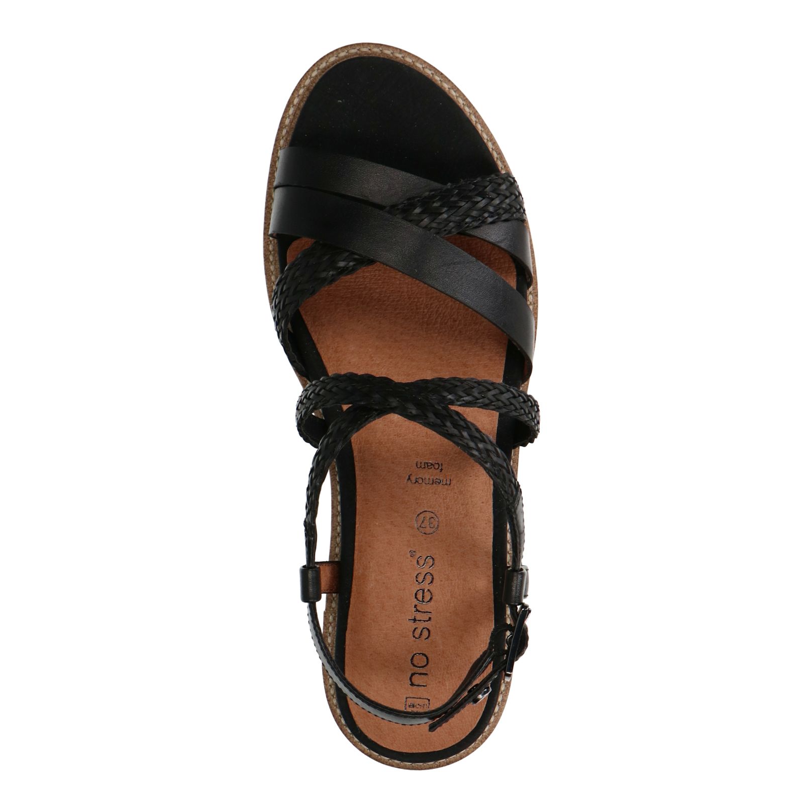 Zwarte leren sandalen met gevlochten bandjes - Dames | MANFIELD
