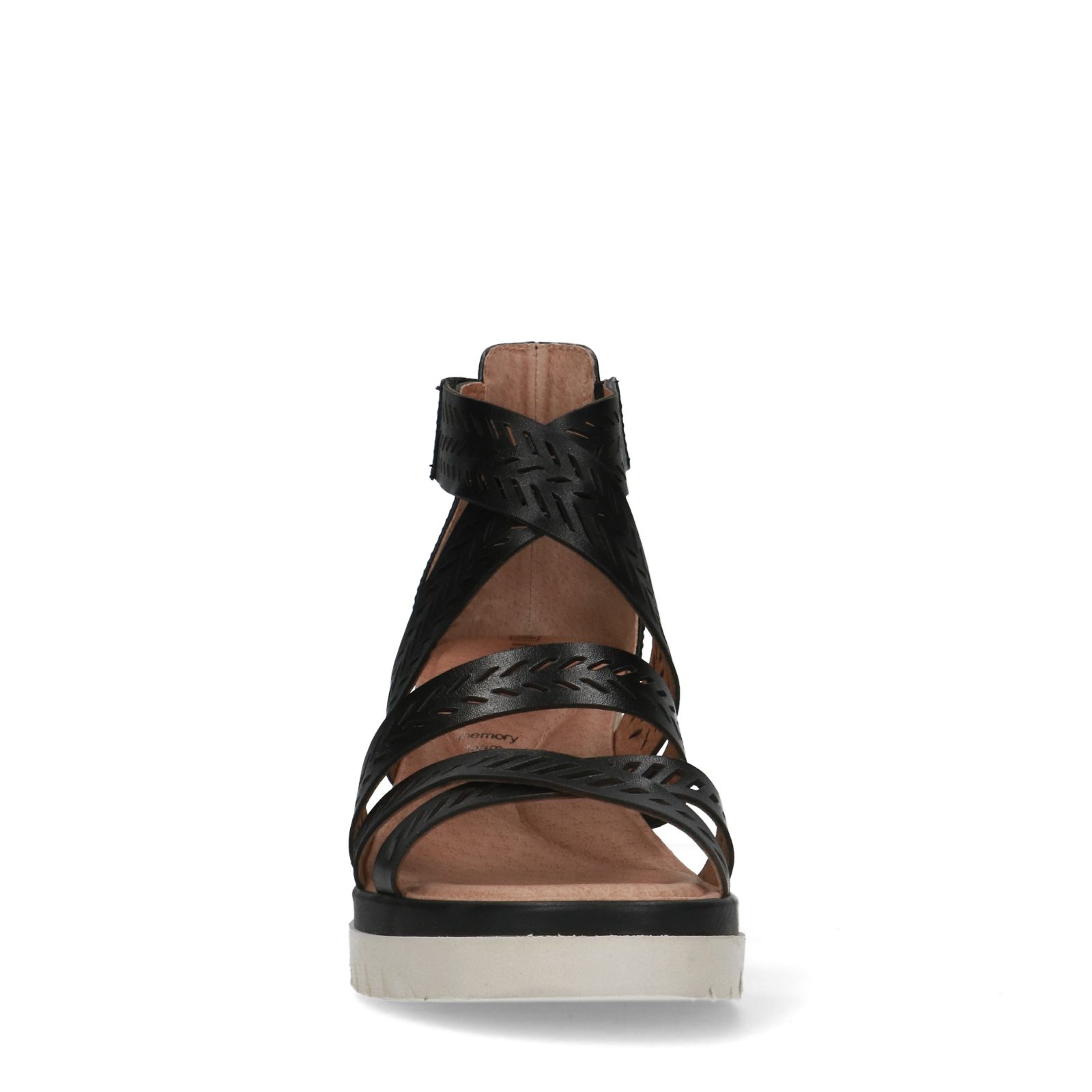 Zwarte leren sandalen met sleehak - Dames | MANFIELD