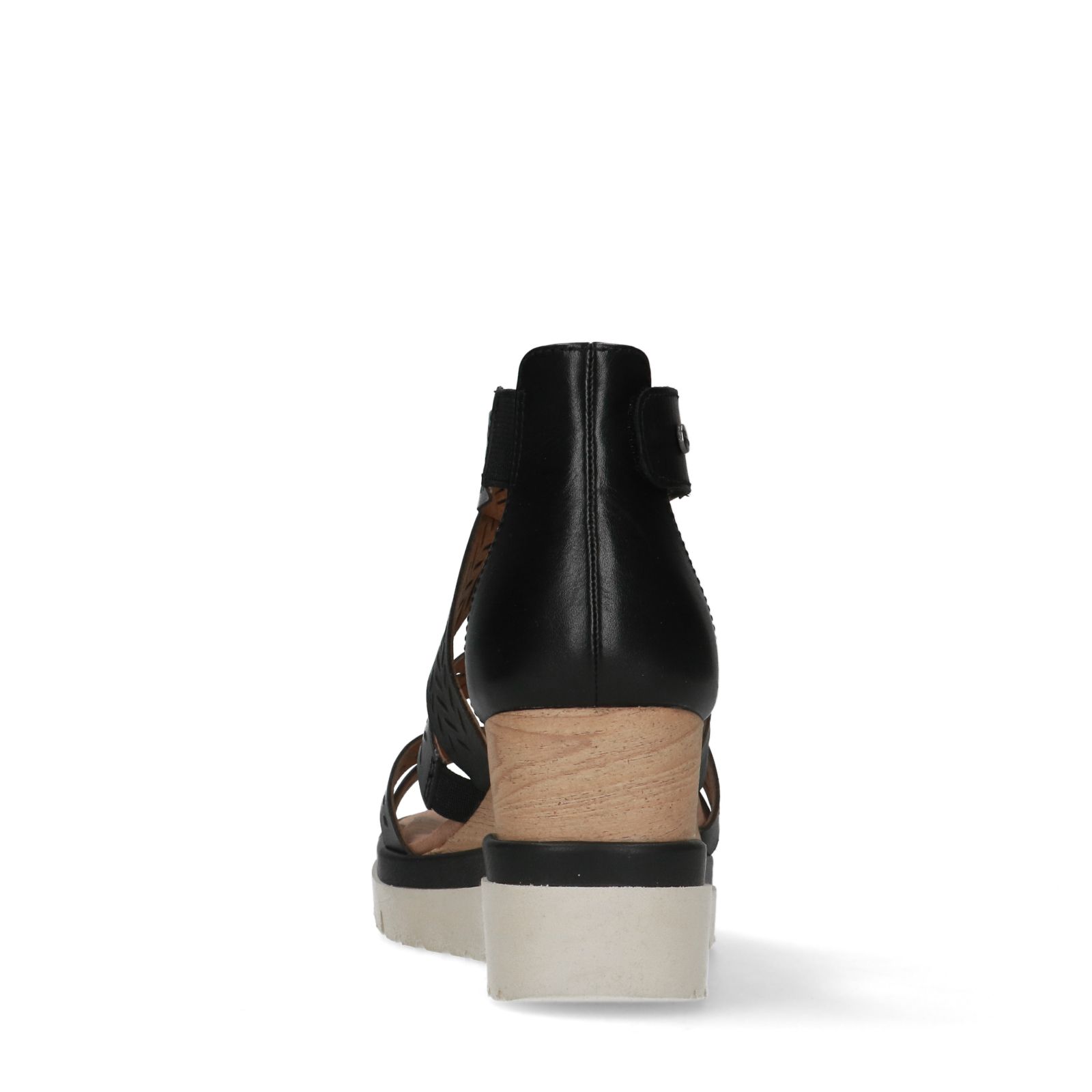Zwarte leren sandalen met sleehak - Dames | MANFIELD