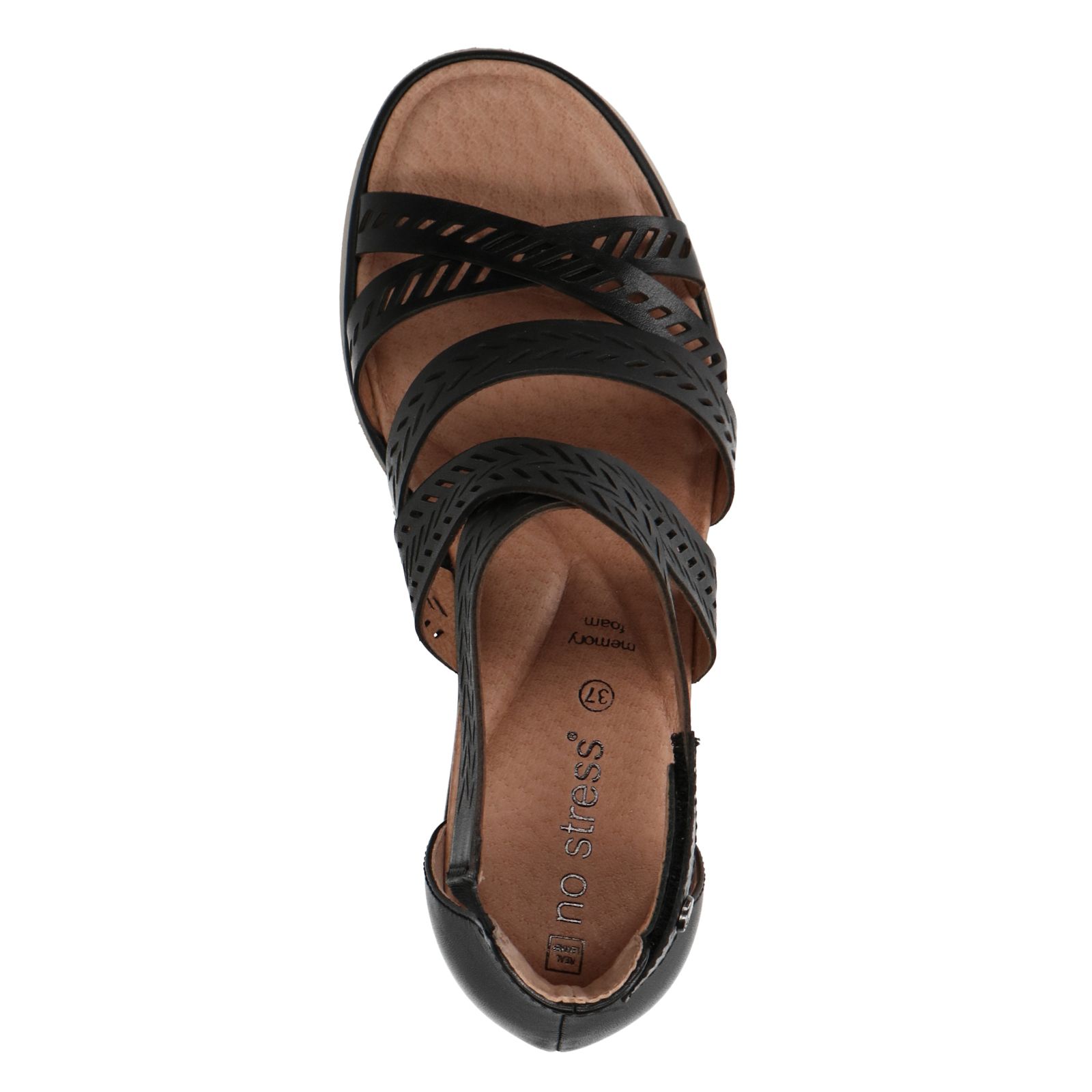 Zwarte leren sandalen met sleehak - Dames | MANFIELD