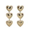 Goudkleurige triple heart oorhangers