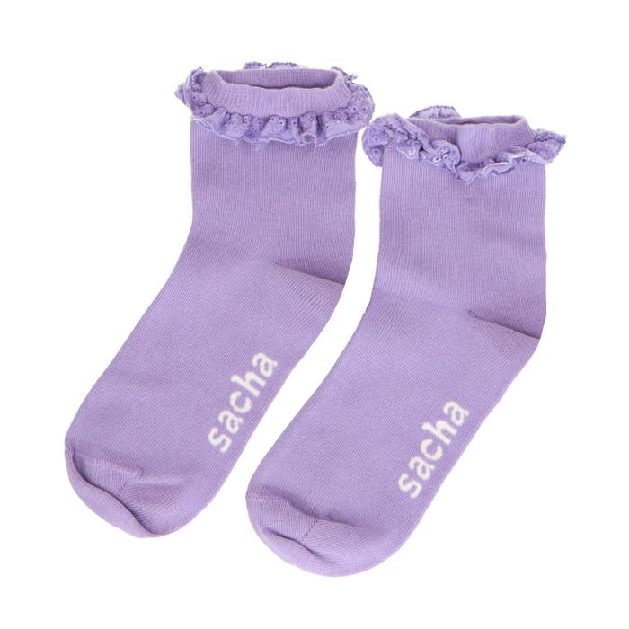 Lichtpaarse sokken met ruffles