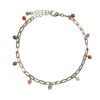 Bracelet de cheville avec perles colorées - doré