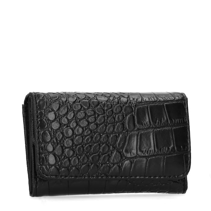 Zwarte portemonnee met crocoprint