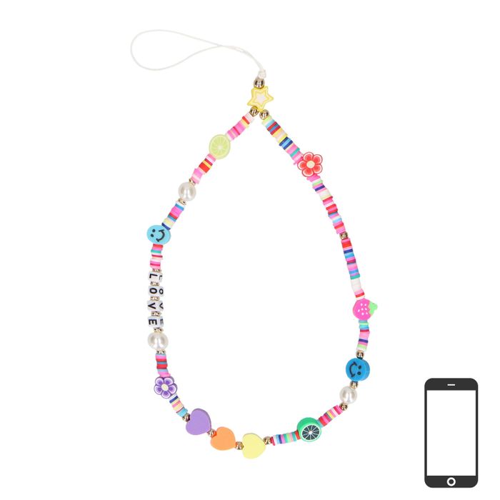 Mehrfarbige Handyschnur mit bunten Perlen