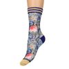 XPOOOS Chaussettes avec imprimé fleuri - bleu