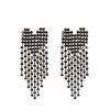 Boucles d'oreille pendantes en forme de cœur avec strass - noir