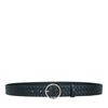 Zwarte riem met ronde gesp en geruit patroon