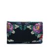 Kleine zwarte portemonnee met bloemen