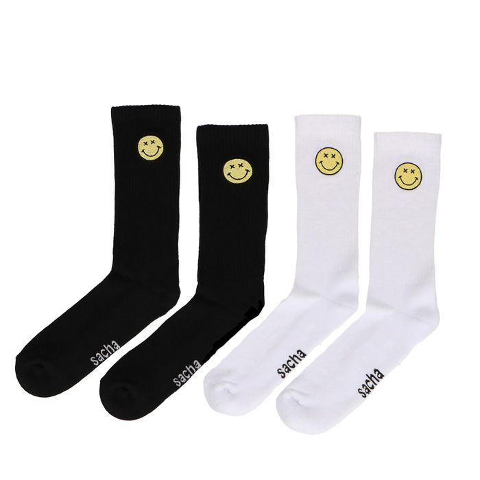 Set Smiley-Socken schwarz/weiß