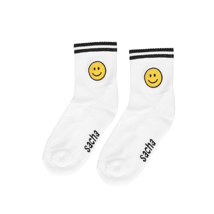 Weiße Socken mit Smiley