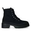 Zwarte canvas veterboots met blokhak