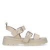 Beige leren plateau sandalen met gespen