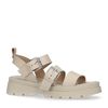 Beige leren plateau sandalen met gespen