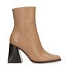 Beige enkellaarsjes met blokhak