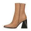 Beige enkellaarsjes met blokhak
