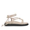 Beige platte sandalen met strikveters