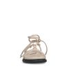 Beige platte sandalen met strikveters
