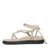 Beige platte sandalen met strikveters
