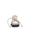 Beige platte sandalen met strikveters