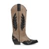 Beige suède cowboylaarzen met zwarte details