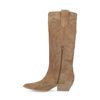 Beige suède cowboylaarzen met sierstiksels