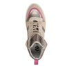 Halfhoge beige sneakers met metallic en roze details