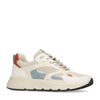 Beige leren sneakers met blauwe details