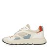 Beige leren sneakers met blauwe details