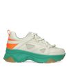 Beige leren platform sneakers met groene zool