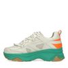Beige leren platform sneakers met groene zool