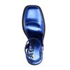 Blauwe metallic pumps met plateau hak
