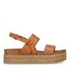 Bruine leren plateau sandalen