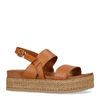 Bruine leren plateau sandalen