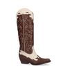 Bruine leren cowboylaarzen met witte sierstiksels