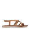 Cognac leren sandalen met gekruiste bandjes
