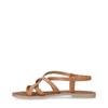 Cognac leren sandalen met gekruiste bandjes