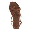 Cognac leren sandalen met gekruiste bandjes