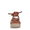 Cognac leren plateau sandalen met strikveters