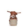 Cognac leren plateau sandalen met strikveters