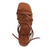 Cognac leren plateau sandalen met strikveters