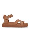 Cognac leren plateau sandalen