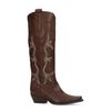 Cognac leren cowboylaarzen met witte sierstiksels